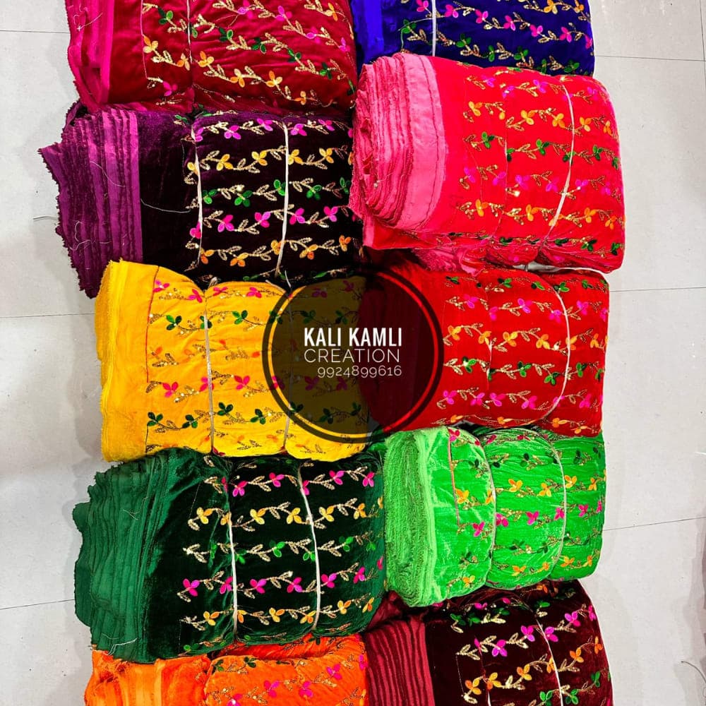 Embroiedry Velvet Chunari Fabric